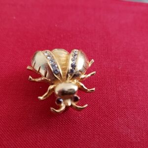 Vintage Bee Brooch with Rhinestone Accents